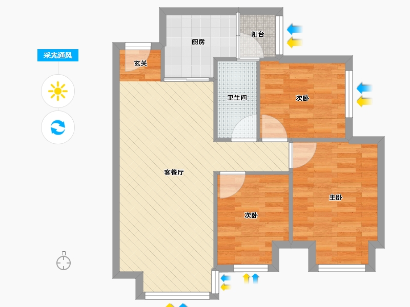 四川省-成都市-蜀都万达-61.73-户型库-采光通风