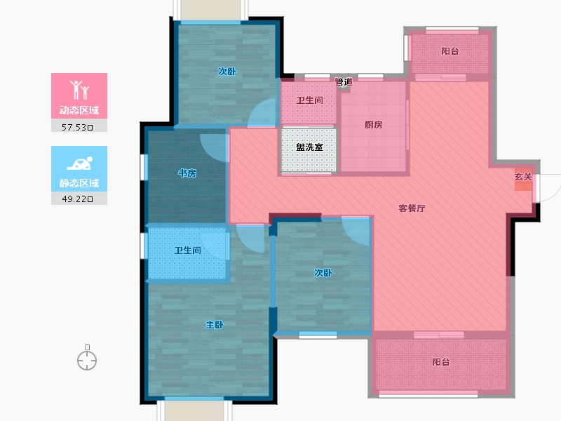 湖南省-常德市-万建紫庭-96.77-户型库-动静分区