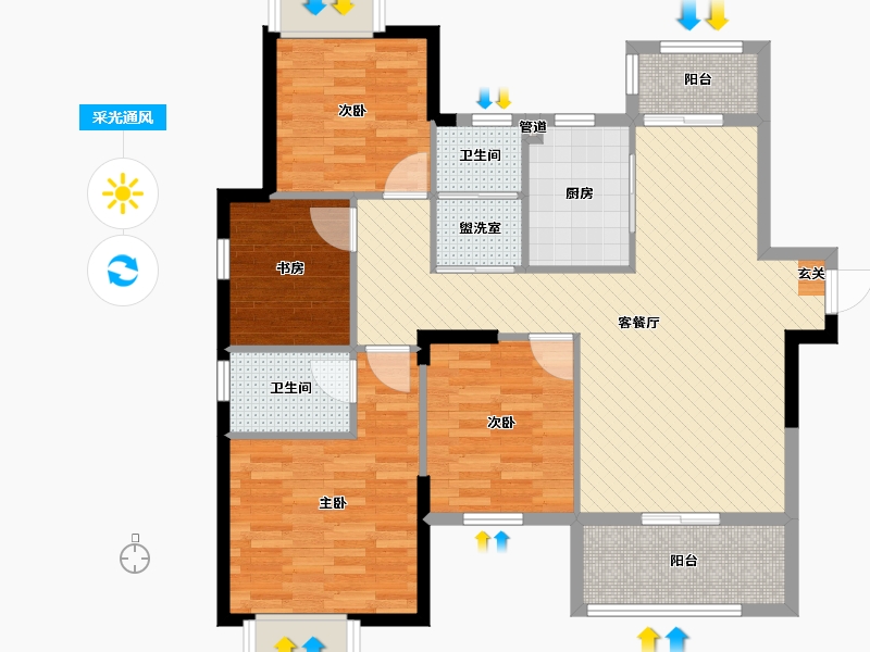 湖南省-常德市-万建紫庭-96.77-户型库-采光通风