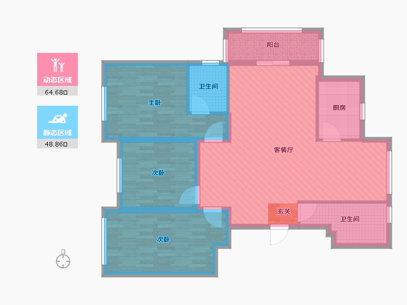 浙江省-金华市-南江名郡7幢-100.84-户型库-动静分区