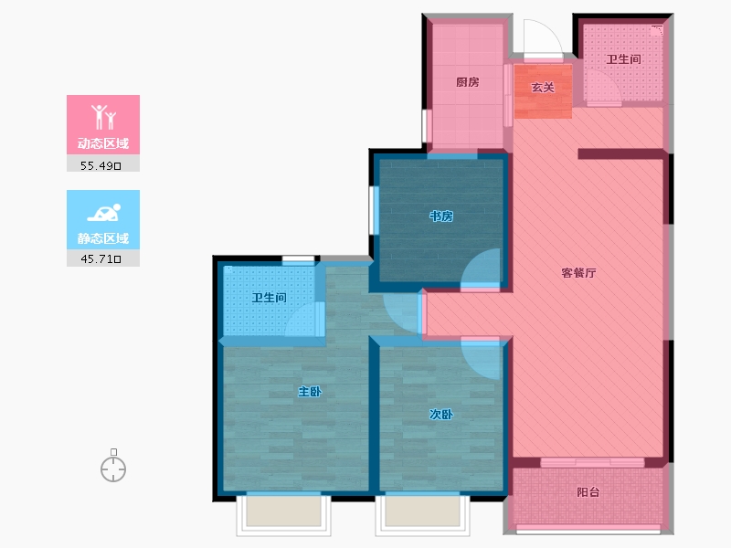 陕西省-西安市-万向春天-87.20-户型库-动静分区