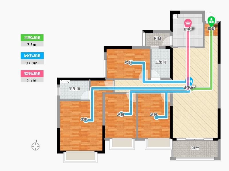 重庆-重庆市-恒大御峰台-124.35-户型库-动静线