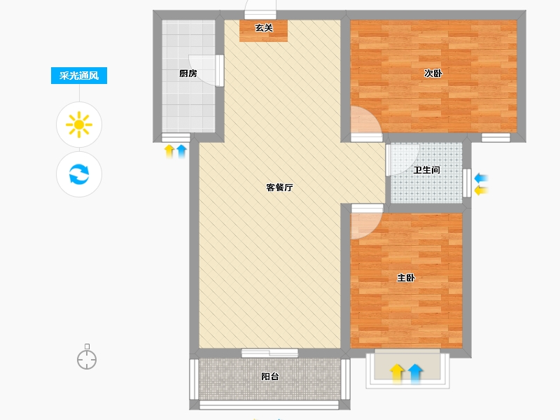 河北省-石家庄市-北城汇景-二期景城-72.16-户型库-采光通风