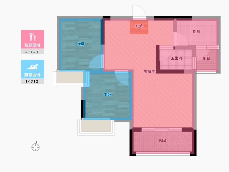 四川省-宜宾市-龙腾锦城B6栋-51.81-户型库-动静分区