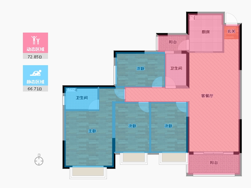 重庆-重庆市-恒大御峰台-124.35-户型库-动静分区