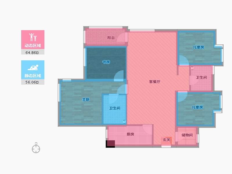 辽宁省-沈阳市-宏发长岛-106.57-户型库-动静分区