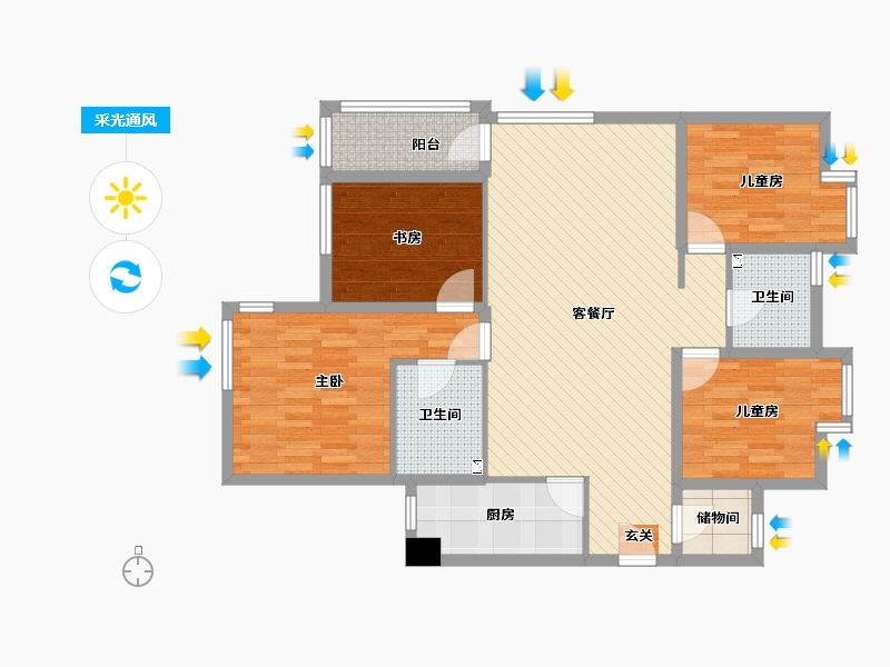 辽宁省-沈阳市-宏发长岛-106.57-户型库-采光通风