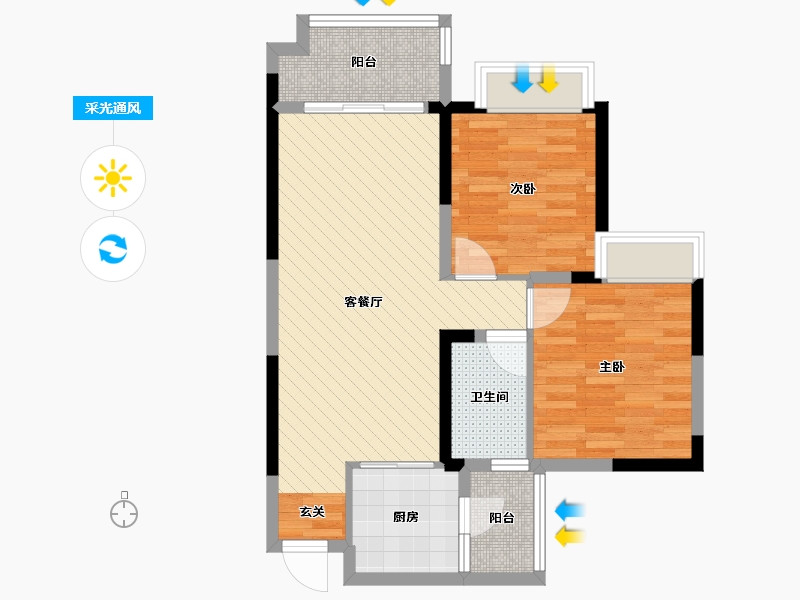 四川省-乐山市-翡翠国际君悦湾-67.48-户型库-采光通风