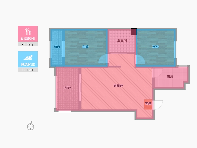 辽宁省-沈阳市-盛世园田居-74.00-户型库-动静分区