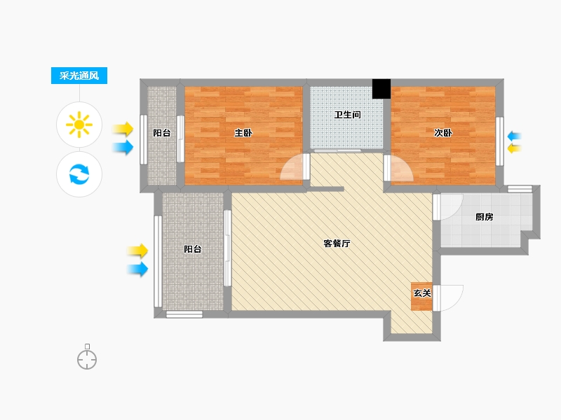 辽宁省-沈阳市-盛世园田居-74.00-户型库-采光通风