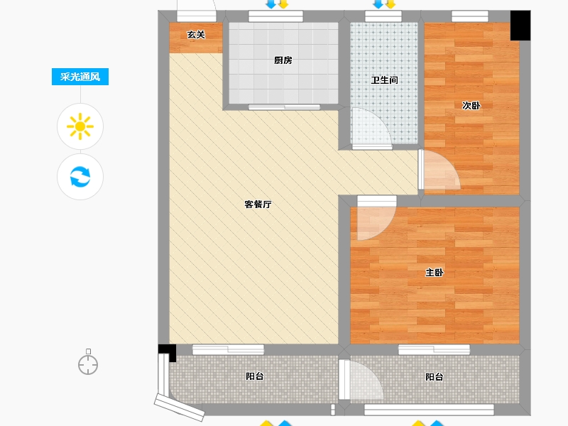 广东省-广州市-桥北小区-56.86-户型库-采光通风