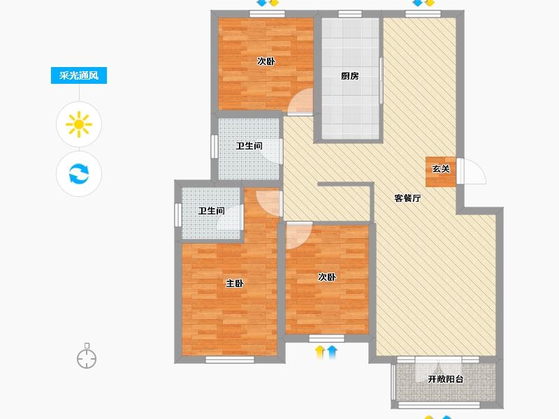 山东省-青岛市-太和旺邸-96.18-户型库-采光通风