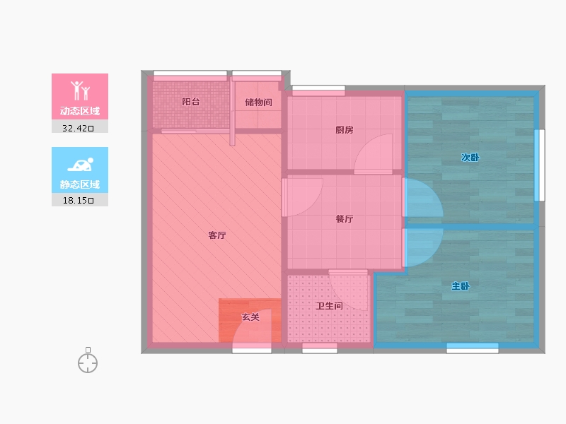 北京-北京市-郁花园二里-44.38-户型库-动静分区