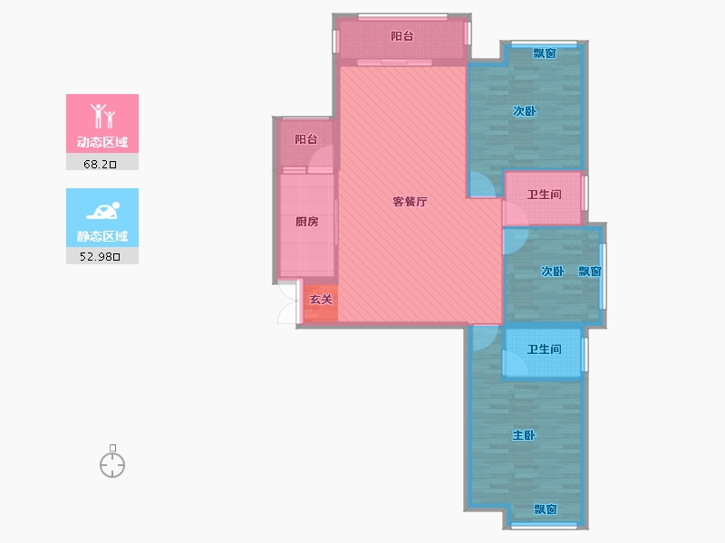 湖南省-株洲市-东环北路安置房小区-108.87-户型库-动静分区