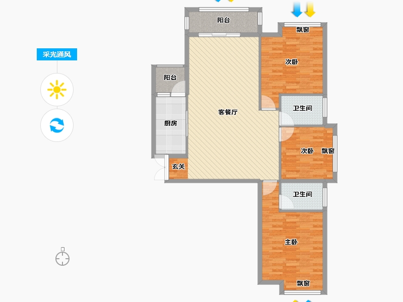 湖南省-株洲市-东环北路安置房小区-108.87-户型库-采光通风