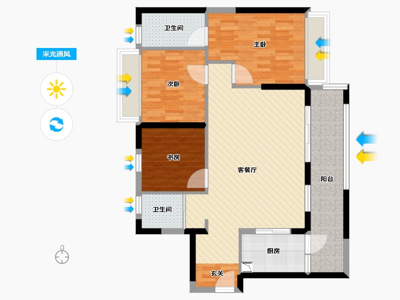 广东省-佛山市-碧桂园三水华府-87.47-户型库-采光通风