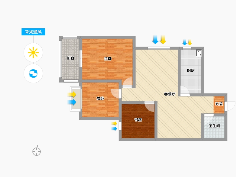 陕西省-西安市-敏家-92.60-户型库-采光通风