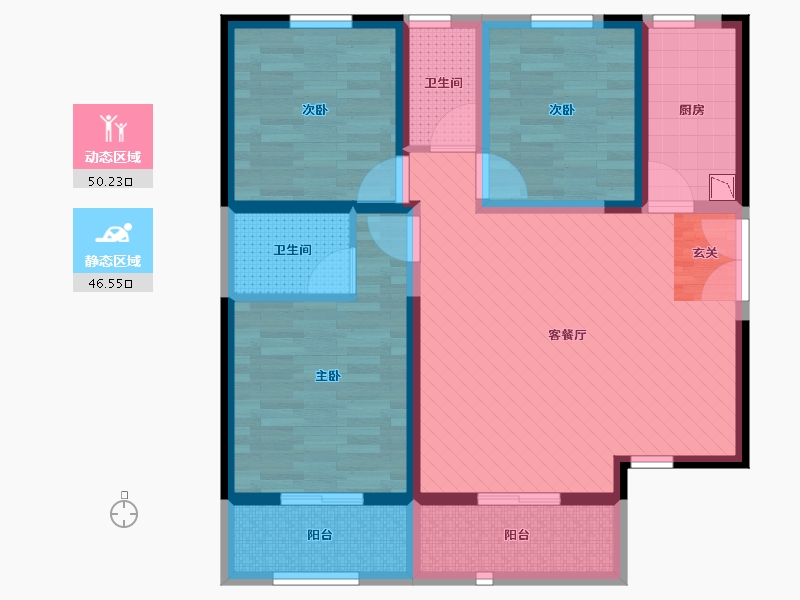 陕西省-西安市-辰宇世纪城-83.74-户型库-动静分区