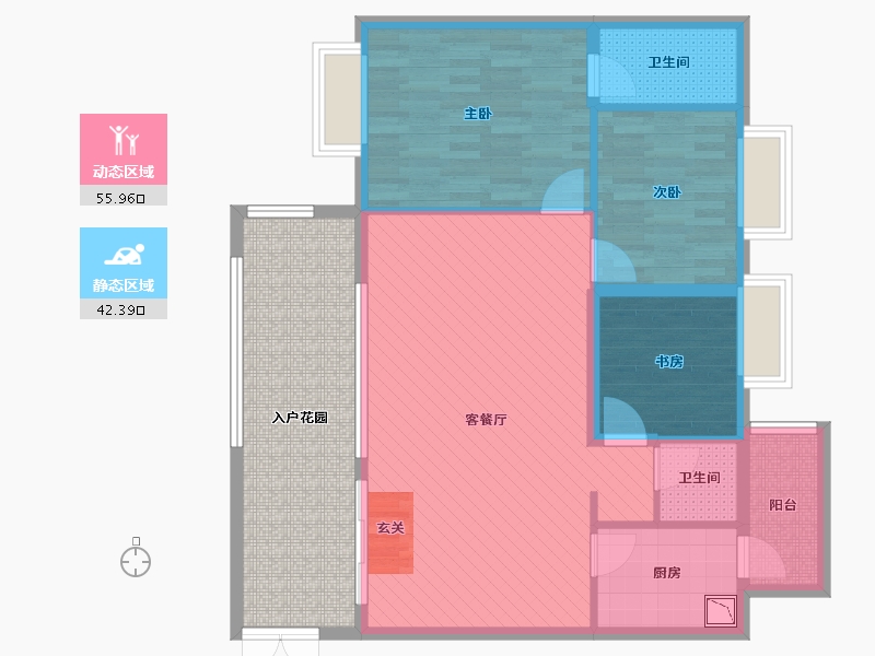 贵州省-贵阳市-贵阳花果园(T区)-106.50-户型库-动静分区