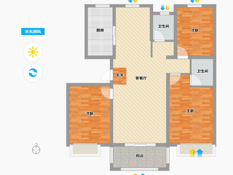 江苏省-连云港市-四季花城-112.00-户型库-采光通风