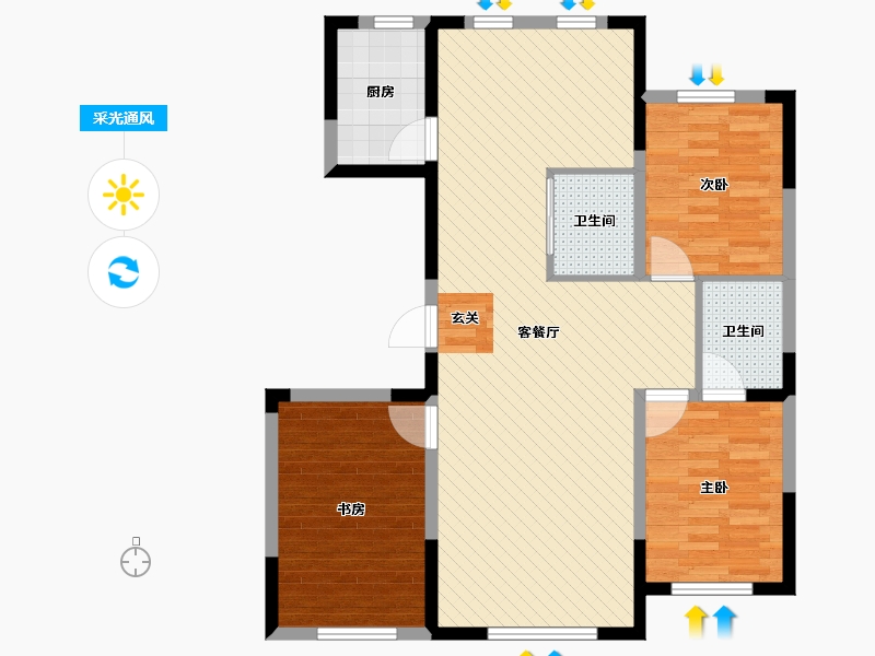 吉林省-长春市-百郡星品-91.38-户型库-采光通风