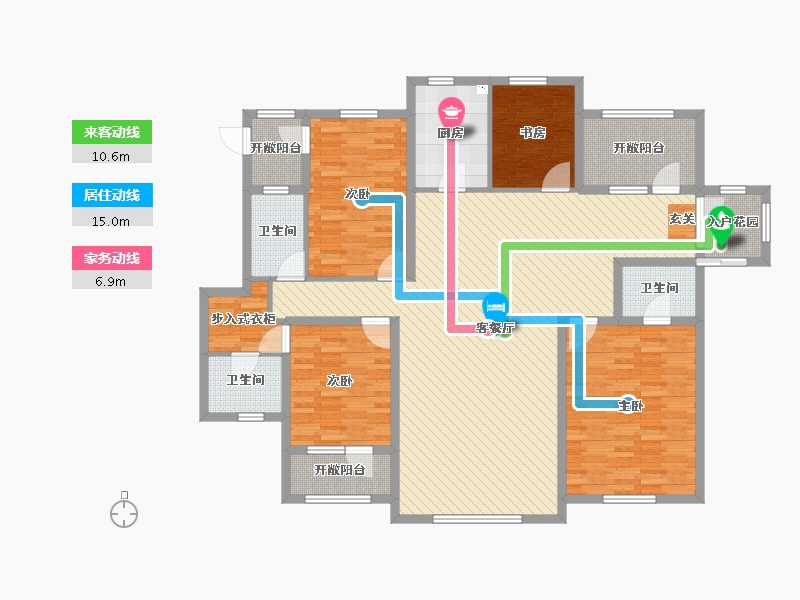 河北省-唐山市-水岸华庭-155.80-户型库-动静线