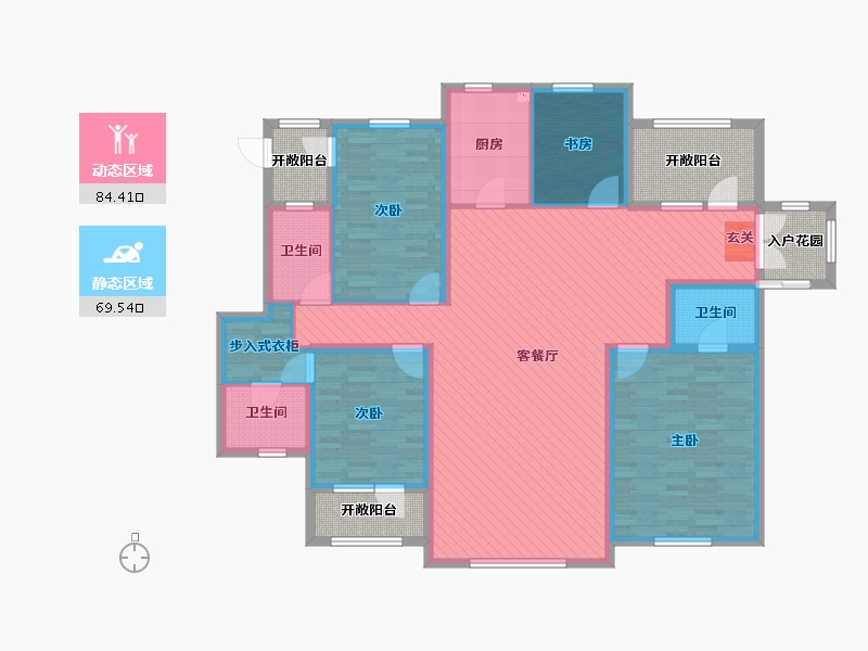 河北省-唐山市-水岸华庭-155.80-户型库-动静分区