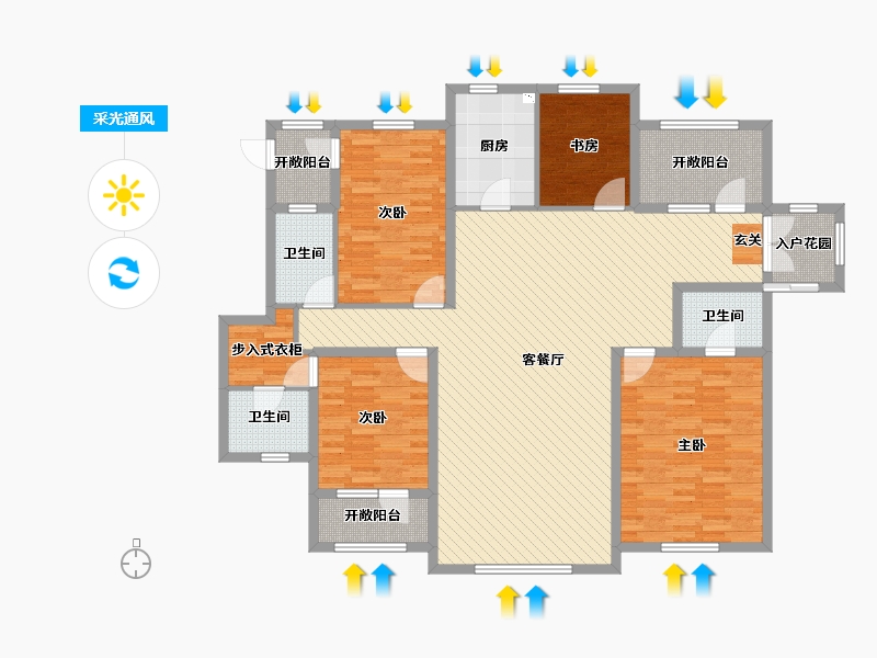 河北省-唐山市-水岸华庭-155.80-户型库-采光通风