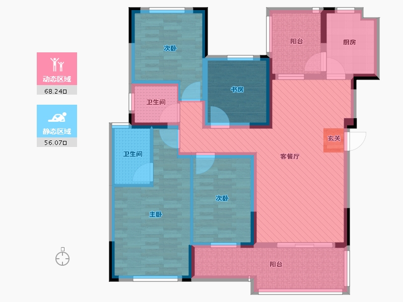 四川省-绵阳市-长虹天樾-108.23-户型库-动静分区