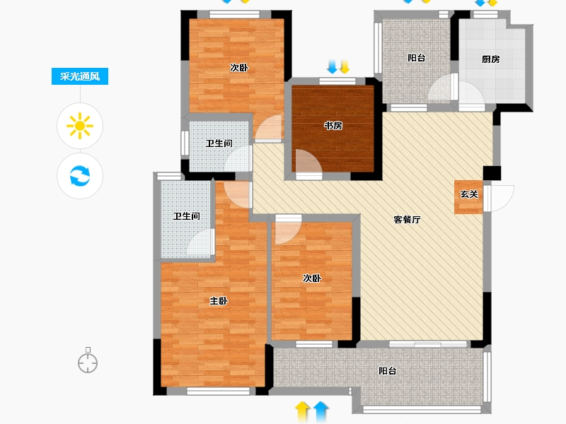 四川省-绵阳市-长虹天樾-108.23-户型库-采光通风