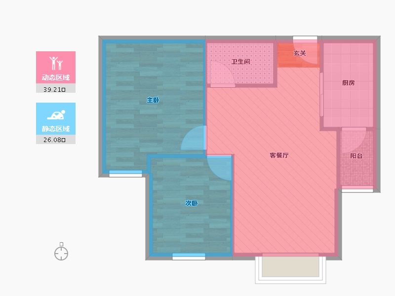 北京-北京市-四方景园四区-58.67-户型库-动静分区