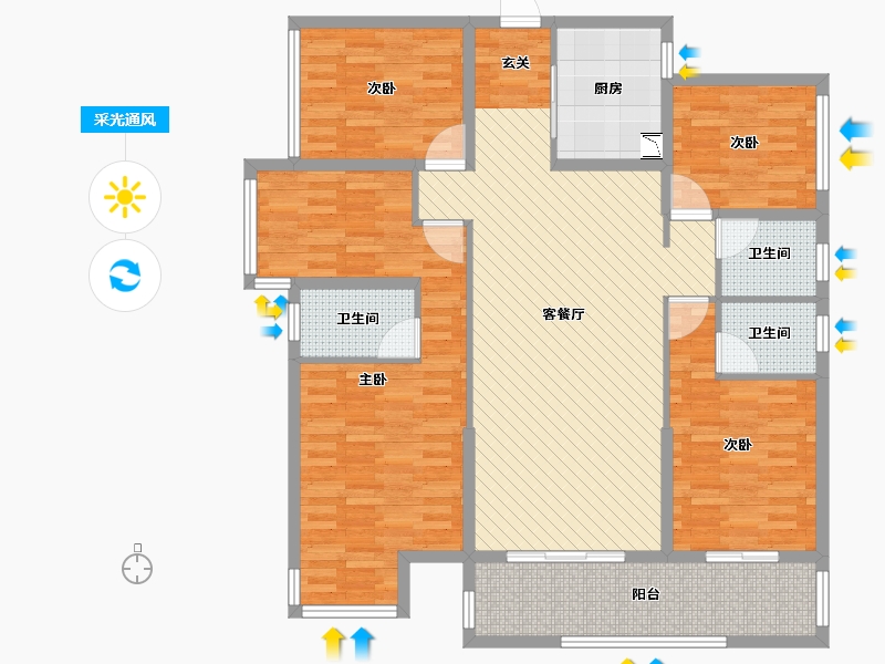 广西壮族自治区-南宁市-南宁市嘉和城-125.32-户型库-采光通风