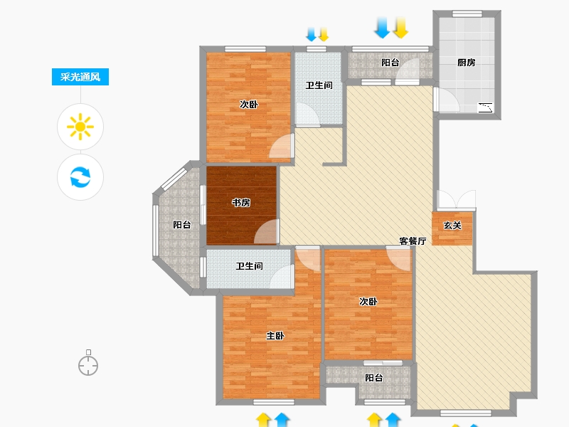 山东省-东营市-华泰国际豪园-8号楼-147.79-户型库-采光通风