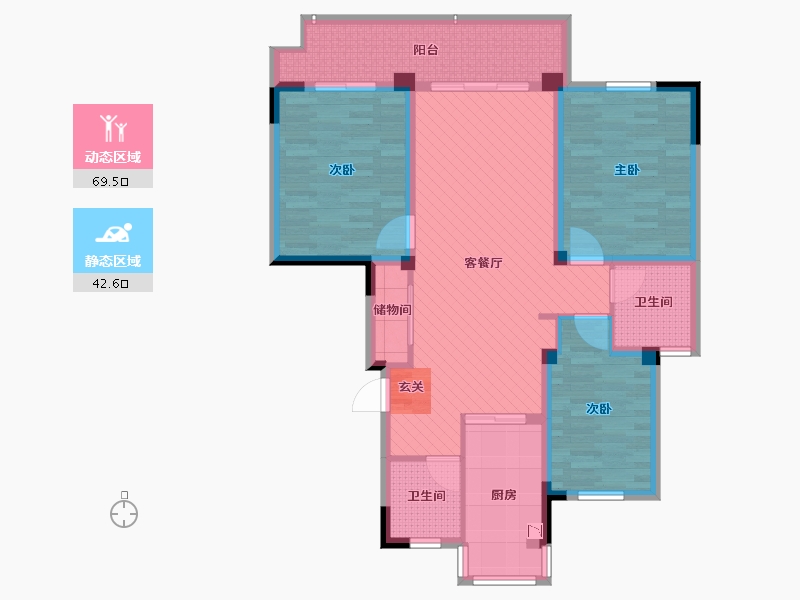 江苏省-南通市-白龙花苑-98.16-户型库-动静分区