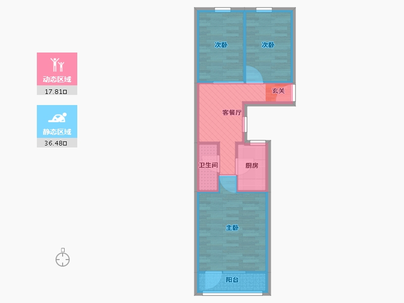 北京-北京市-裕中西里-47.02-户型库-动静分区