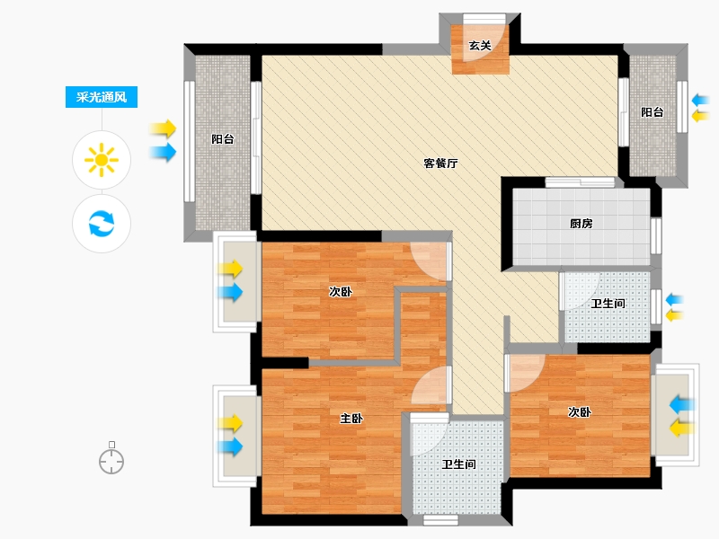 湖南省-长沙市-星城春晓-87.05-户型库-采光通风