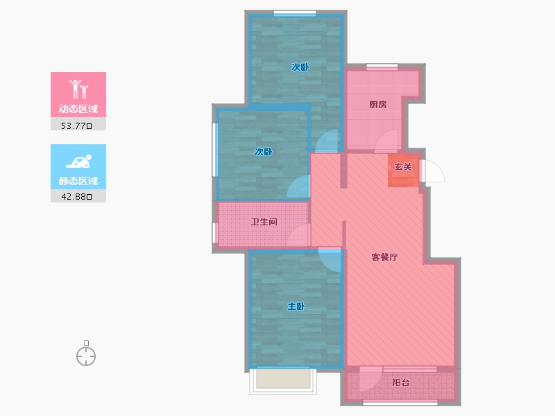 黑龙江省-哈尔滨市-哈南万达广场-85.00-户型库-动静分区