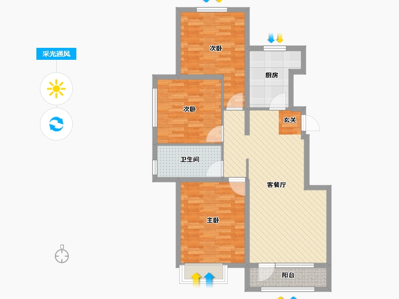 黑龙江省-哈尔滨市-哈南万达广场-85.00-户型库-采光通风