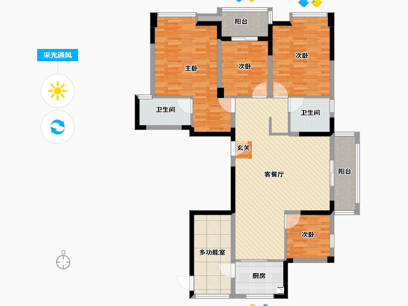 浙江省-温州市-新小区-125.67-户型库-采光通风