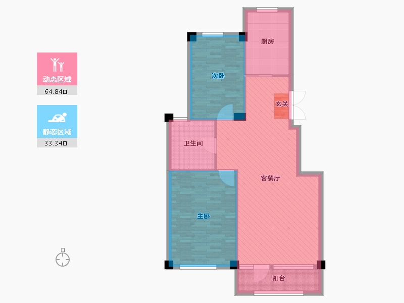 辽宁省-大连市-三鼎春天-89.00-户型库-动静分区