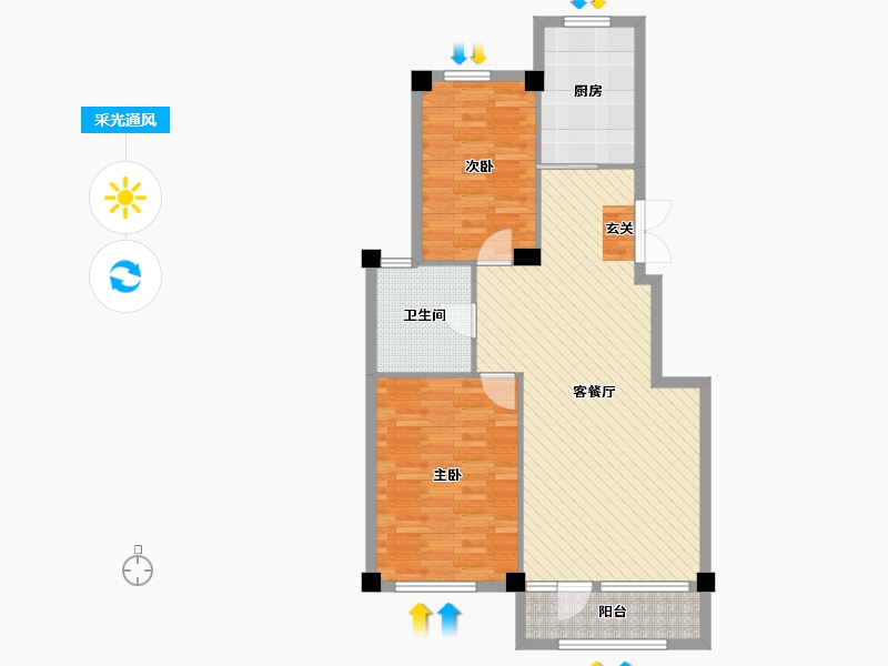 辽宁省-大连市-三鼎春天-89.00-户型库-采光通风