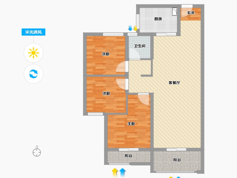 湖南省-长沙市-北辰中央公园-85.00-户型库-采光通风