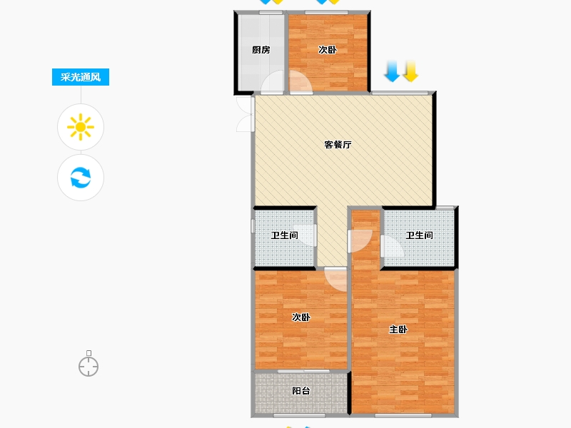 浙江省-嘉兴市-海盐金洲阳光91-82.31-户型库-采光通风