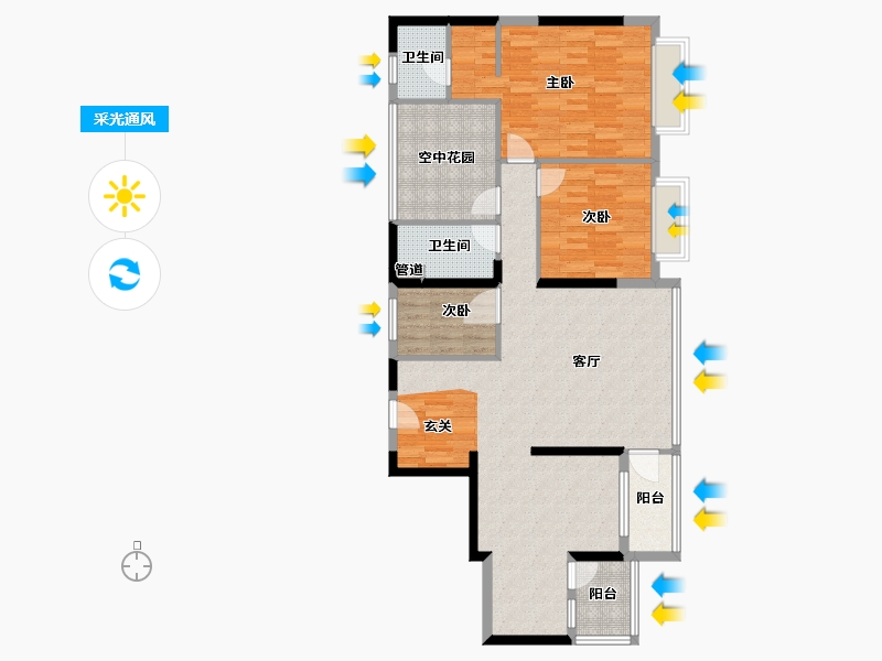 广东省-云浮市-东临国际-111.50-户型库-采光通风