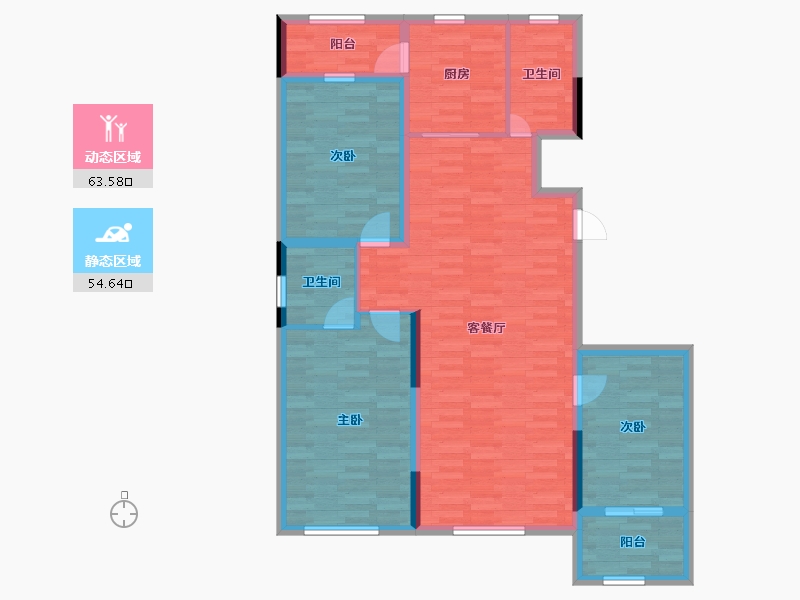 山东省-潍坊市-华安庭岸风景-106.33-户型库-动静分区