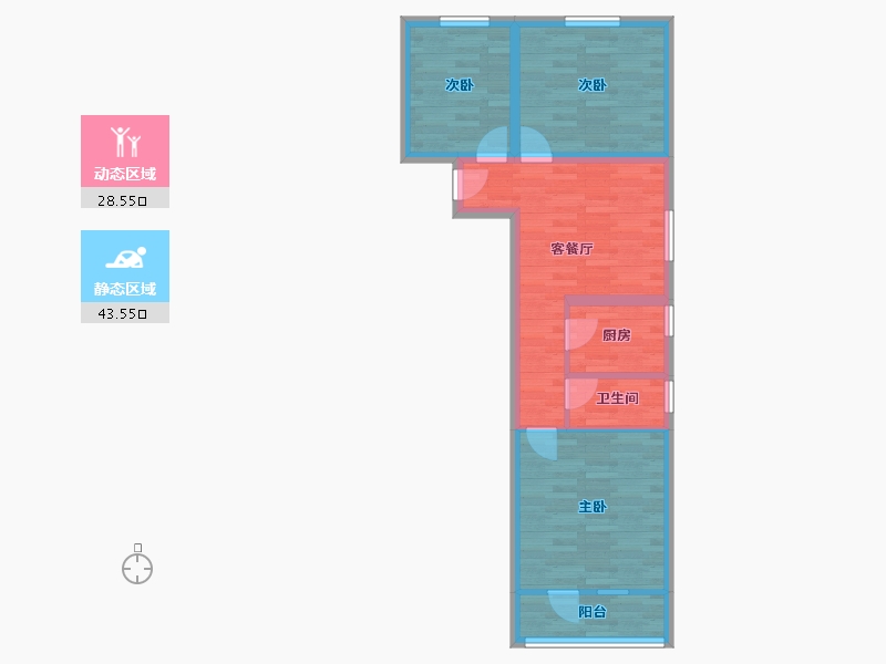 北京-北京市-芍药居14号院-63.67-户型库-动静分区