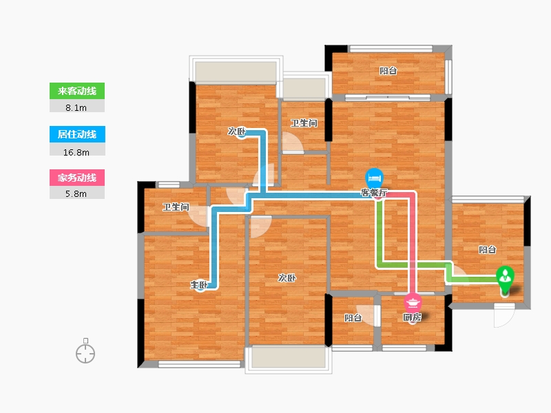 湖南省-郴州市-福城桃园-110.34-户型库-动静线