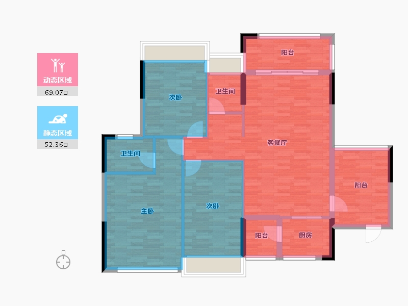 湖南省-郴州市-福城桃园-110.34-户型库-动静分区