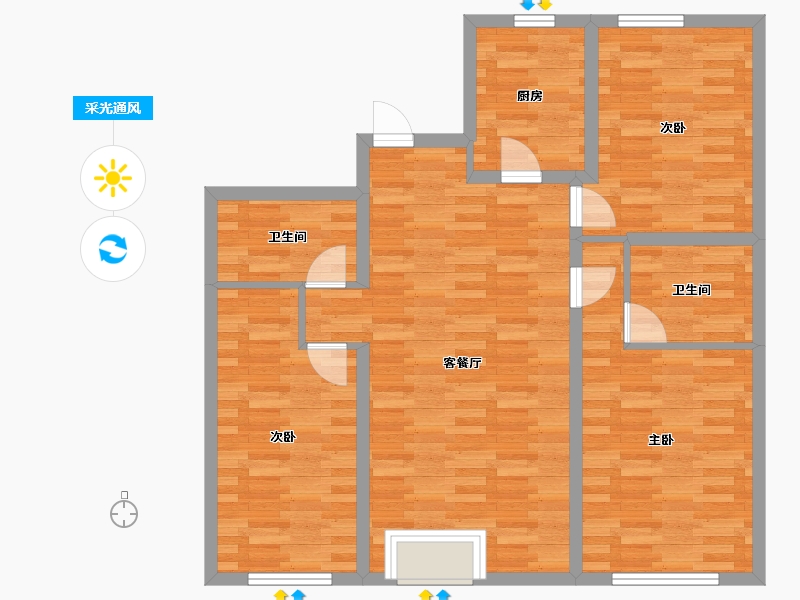 黑龙江省-哈尔滨市-汇智悦景湾-92.99-户型库-采光通风