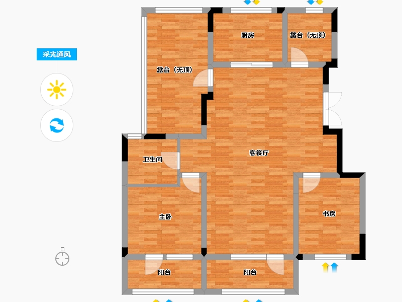 辽宁省-沈阳市-保利观唐-104.94-户型库-采光通风